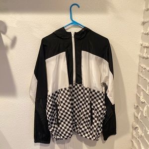 Beautiful Giant jacket 80’s checkerboard black and white pockets quarter zip